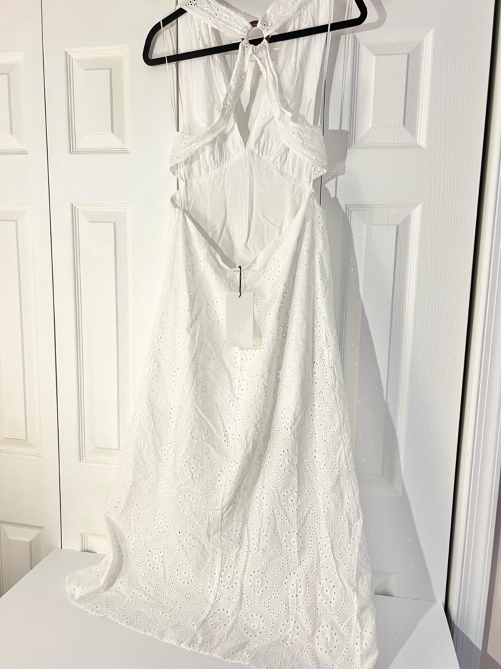 ZARA Cotton Eyelet Embroidered Halter Midi dress. L NWT - Picture 14 of 16
